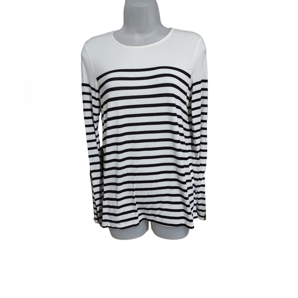 Forever 21 Long Sleeve Stripe Sailor Top White Black Small - Picture 1 of 4
